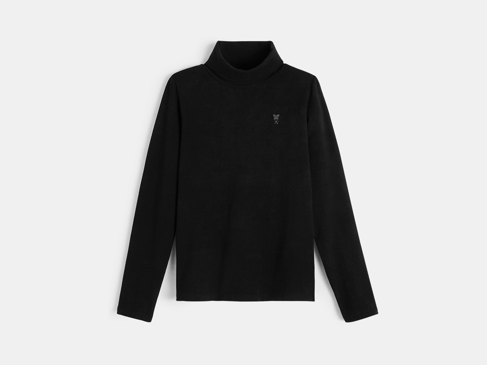 T-shirt col roulé noir fille 2