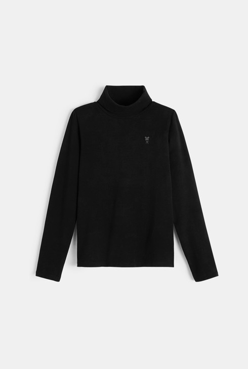 Crna majica s rol ovratnikom za djevojčice 2