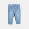 Jean à pois taille élastiquée bleu bébé fille