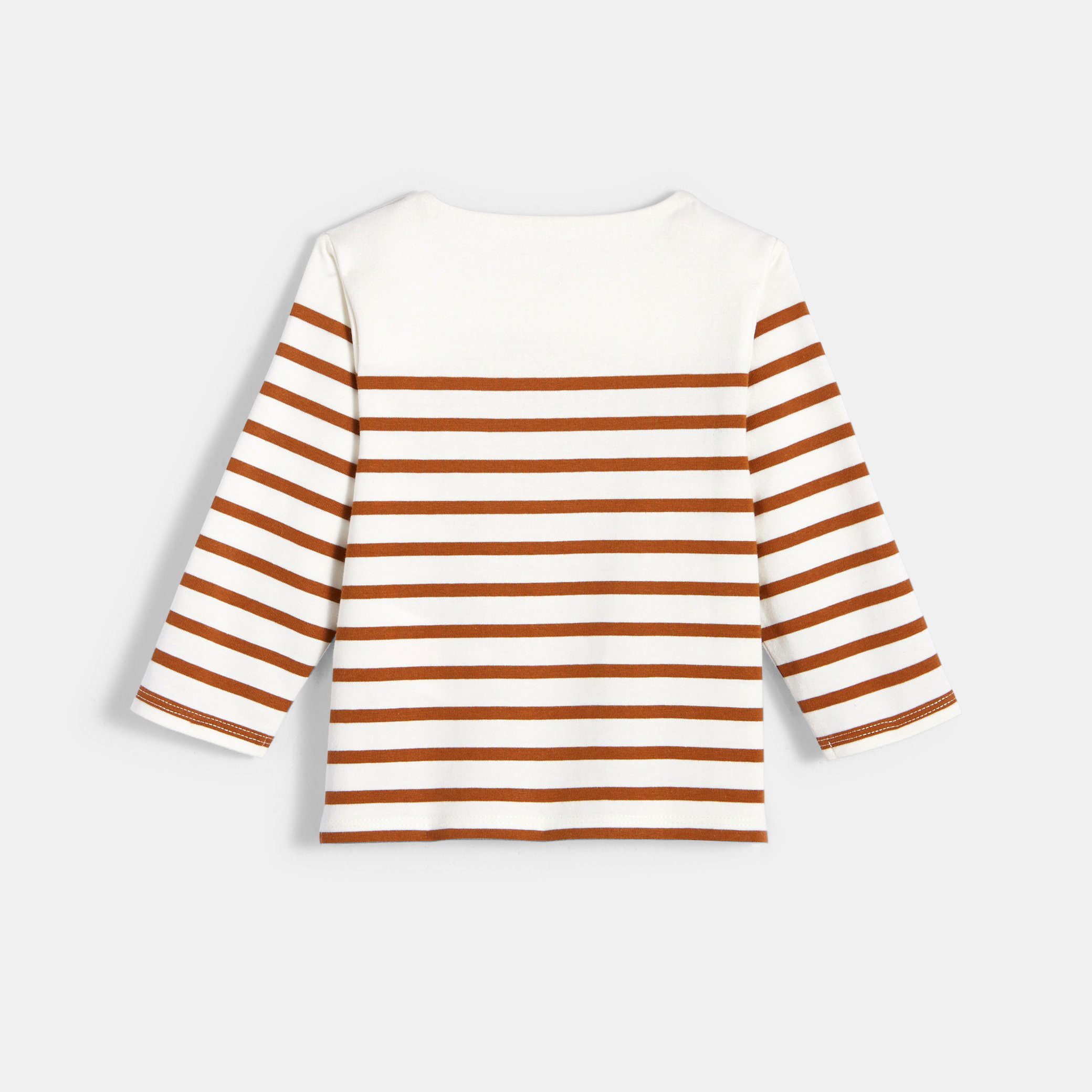 T-shirt marinière marron bébé garçon - Marron châtaigne