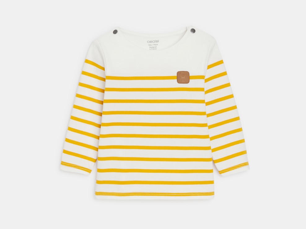 T-shirt marinière moutarde bébé garçon 1