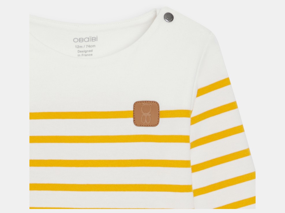 T-shirt marinière moutarde bébé garçon 2