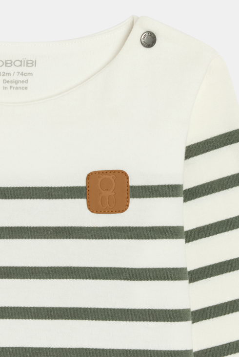 T-shirt marinière vert bébé garçon