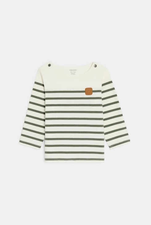 T-shirt marinière vert bébé garçon 2