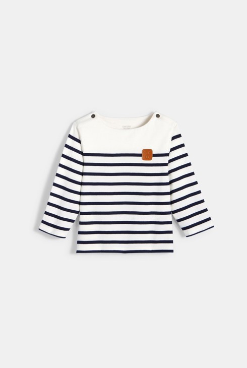 T-shirt marinière bleu bébé garçon 2