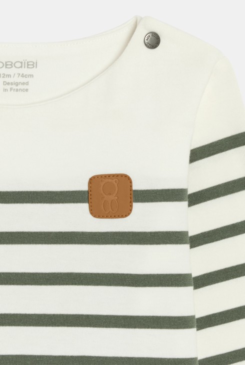 T-shirt marinière vert bébé garçon 2