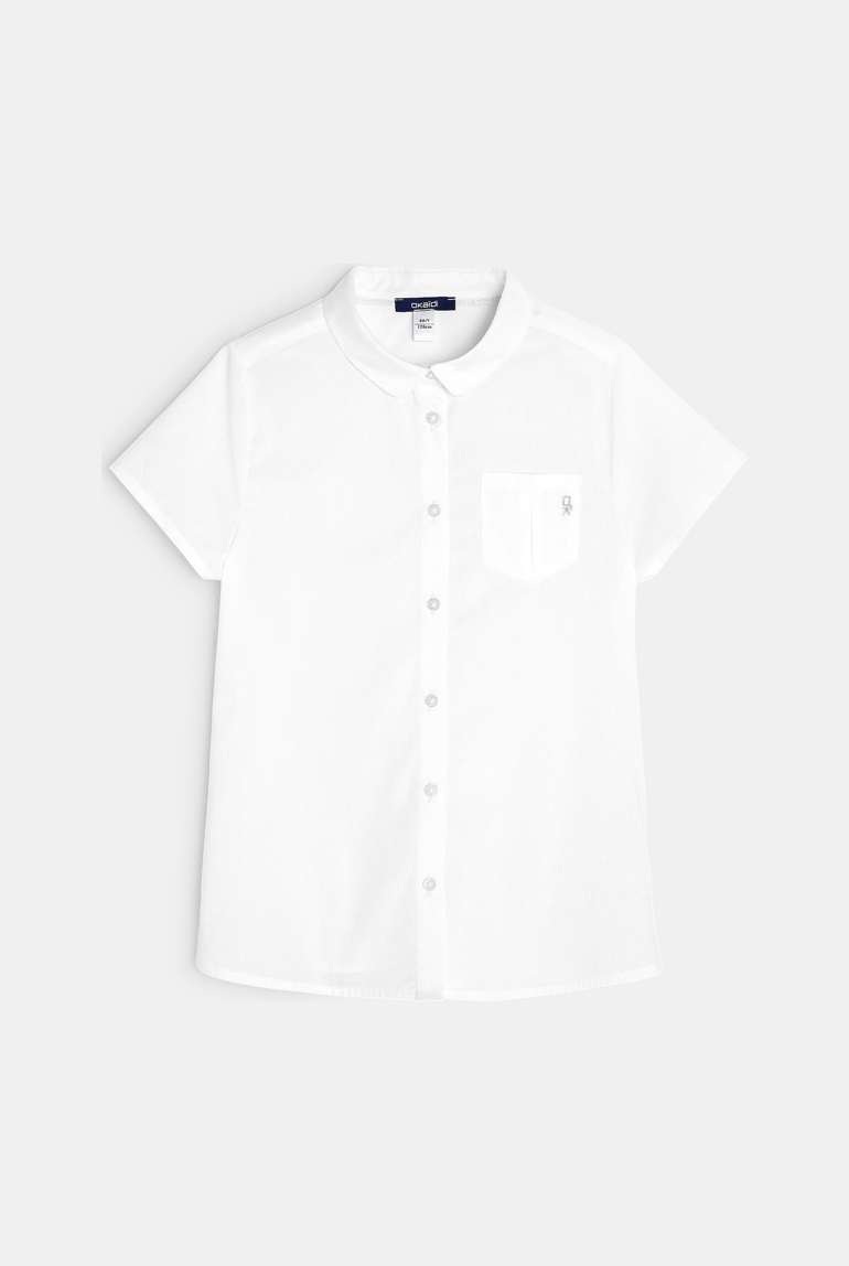 Chemise unie manches courtes blanche fille 1