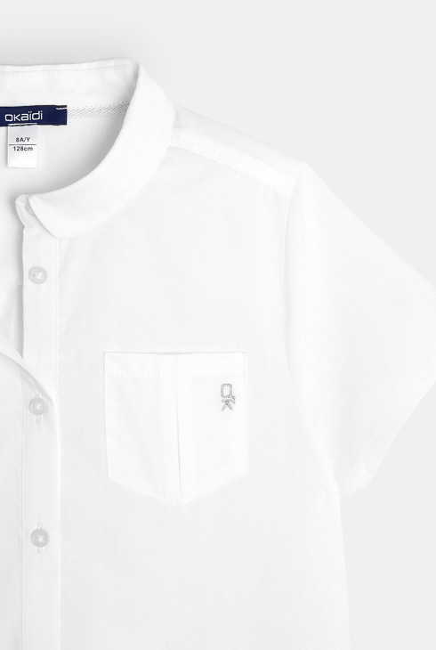 Enobarvna srajca s kratkimi rokavi bela deklica 2