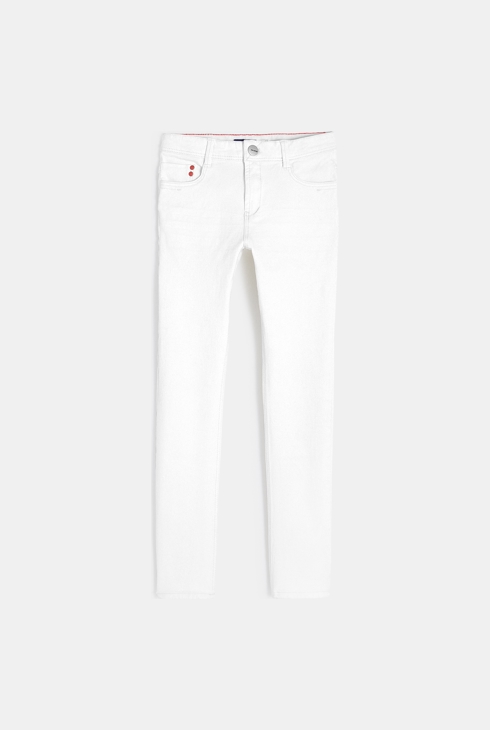 Pantalon slim en toile bi-stretch blanc garçon 1