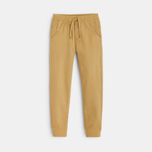 Pantaloni jogpant tinta unita in tessuto elasticizzato beige bambino 1