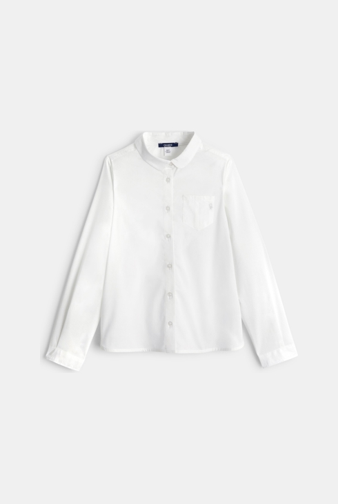 Gładka koszula z długim rękawem biały dziewczynka 1
