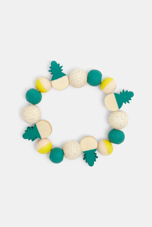 Bracelet de perles vert et jaune fille 1