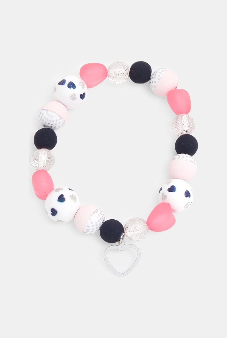 Bracelet de perles rose fille 1