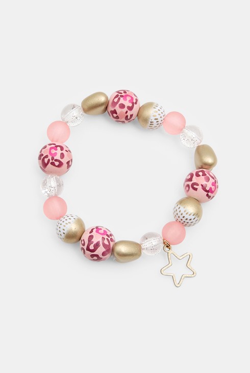 Bracelet de perles roses à motif léopard fille 1