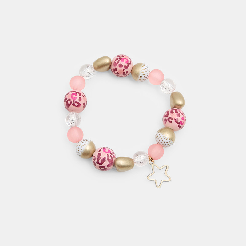 Perlenarmband rosa mit Leopardenmuster Mädchen