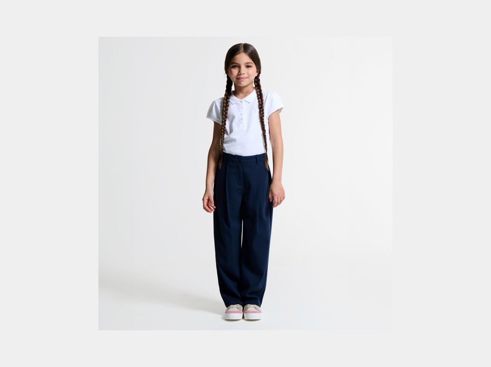 Unifarbenes Poloshirt Weiß Mädchen 1