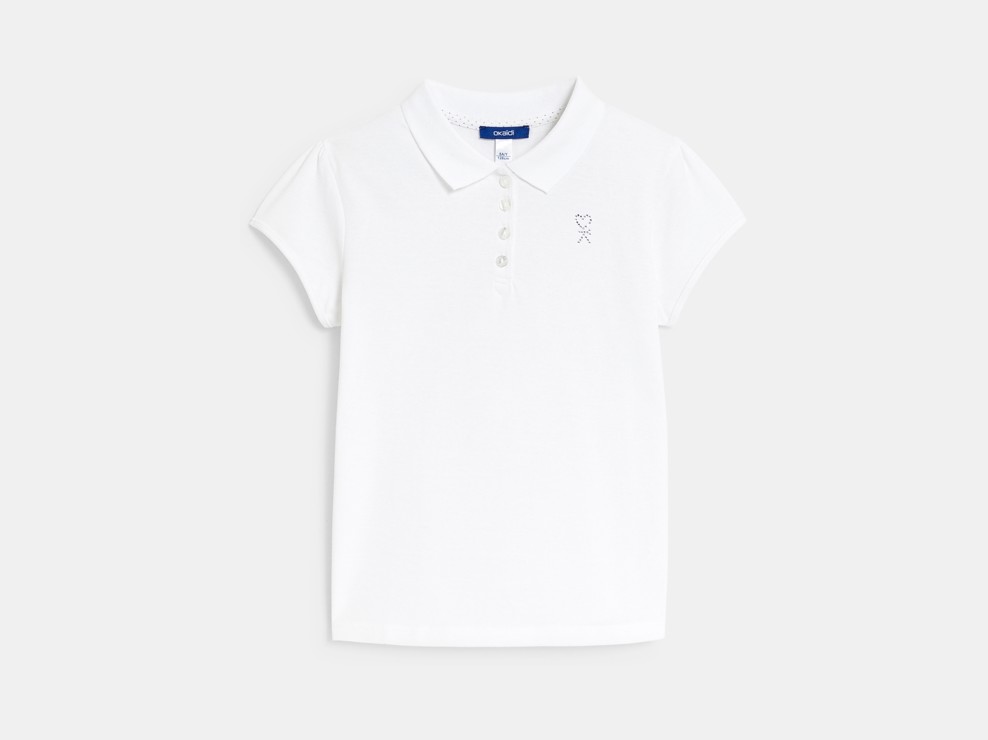 Polo tinta unita bianco bambina 2