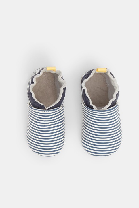 Skórzane buciki niemowlęce w paski niebieski 2
