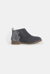 Low-boots cuir à paillettes grises fille
