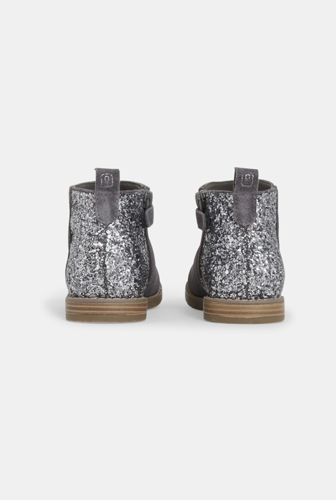 Leren low boots met glitters grijs meisje 2