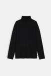 T-shirt col roulé uni noir garçon 1