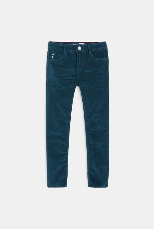 Pantalon en velours doublé polaire bleu garçon 1