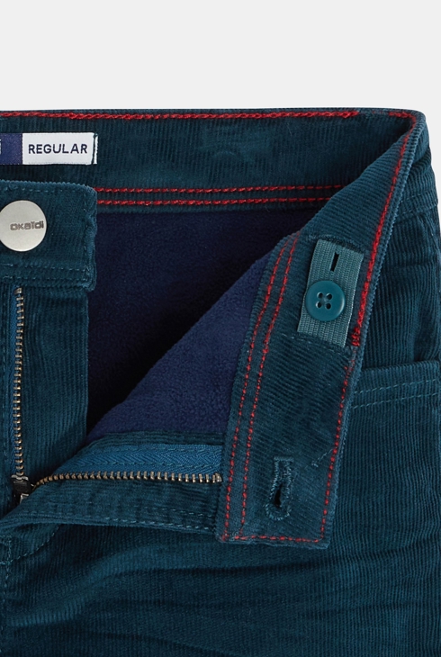 Pantalon en velours doublé polaire bleu garçon 2