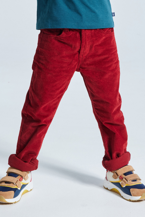 Ozke hlače iz raztegljivega velurja rdeča deček 1