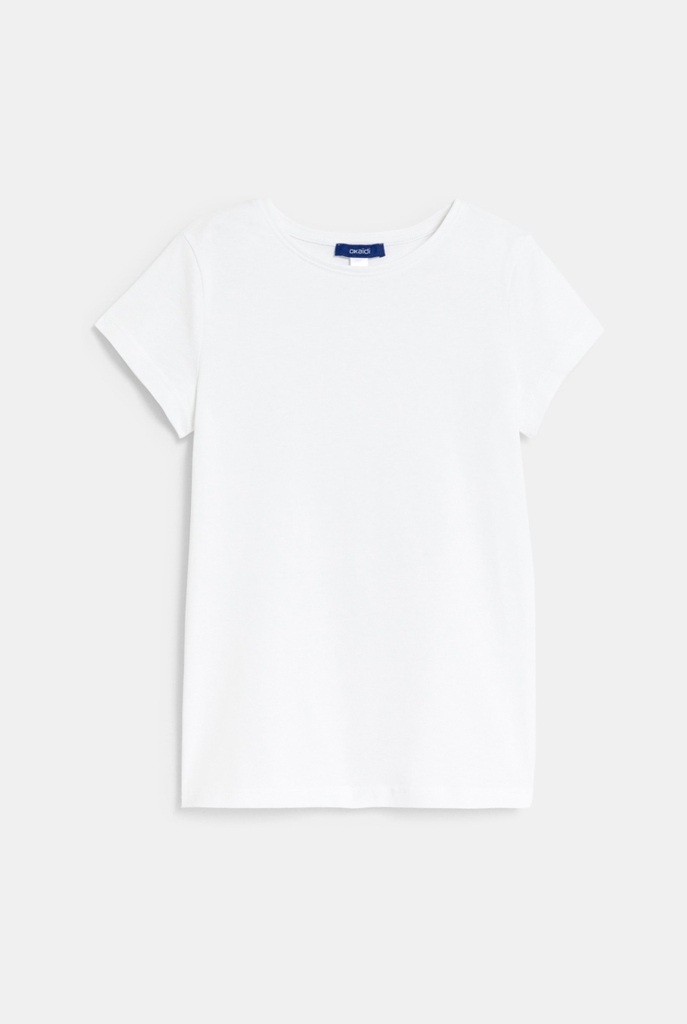 T-shirt manches courtes uni blanc fille 1