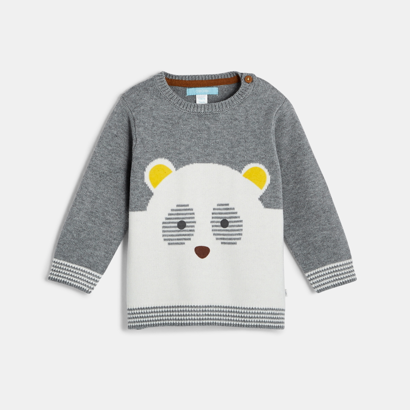 Pull Chine A Motif Jacquard Gris Ou Noir Bebe Garcon Okaidi Obaibi