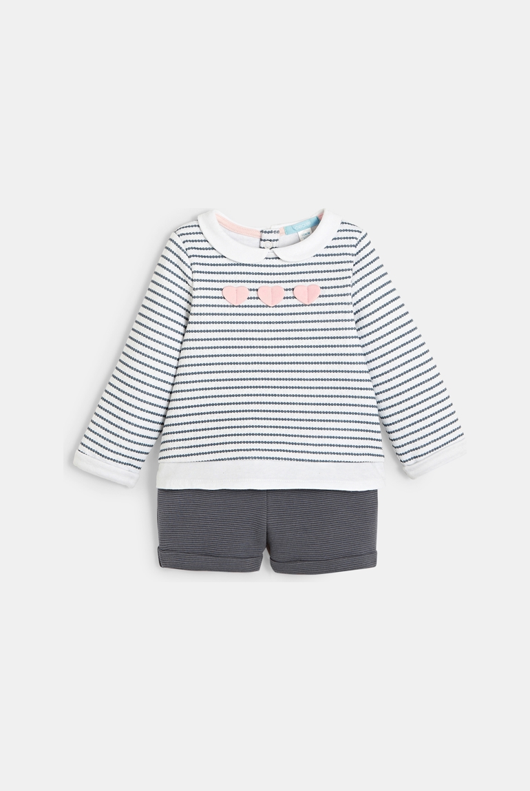Conjunto de pantalón corto y sudadera gris bebé niña 1