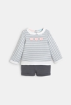 Conjunto de pantalón corto y sudadera gris bebé niña 1
