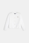 Chaqueta de punto calado blanca niña 1