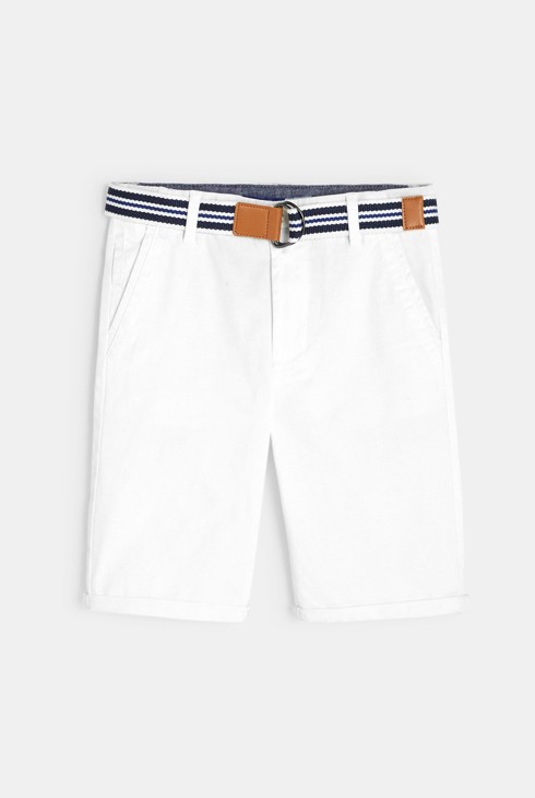 Gemusterte Stretch-Bermuda mit Gürtel Weiß Jungen 2