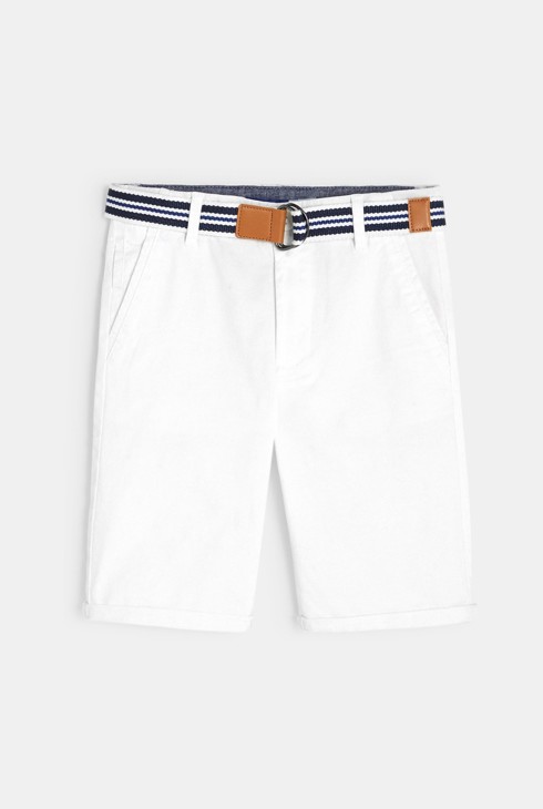 Gemusterte Stretch-Bermuda mit Gürtel Weiß Jungen 1