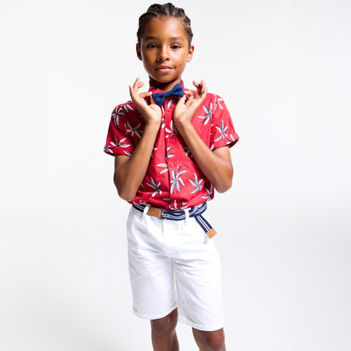 Bermuda En Toile + Ceinture Garçon - Blanc - 3A - OKAIDI