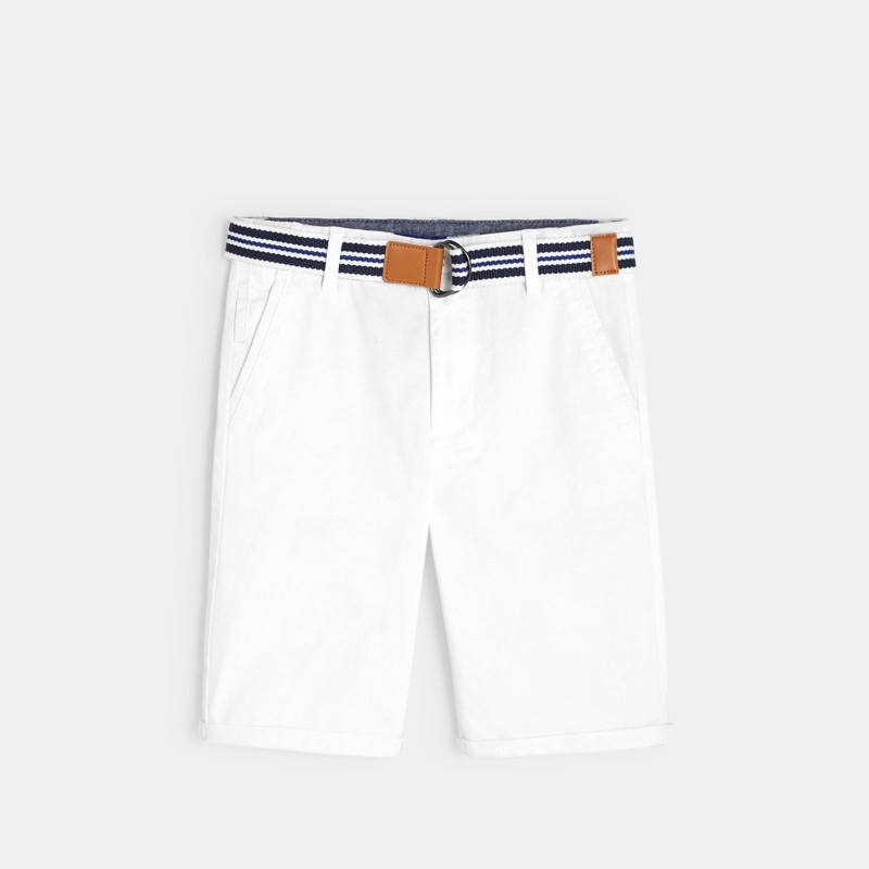 Gemusterte Stretch-Bermuda mit Gürtel Weiß Jungen