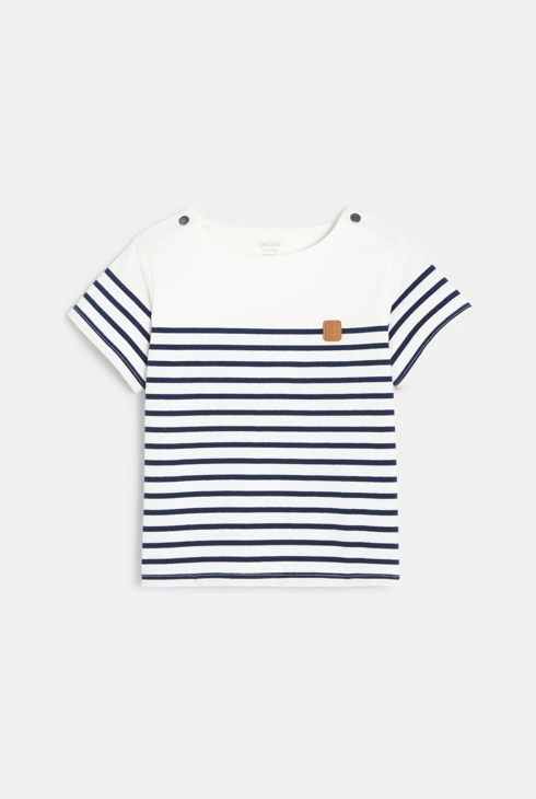 T-shirt marinière bleu bébé garçon 1