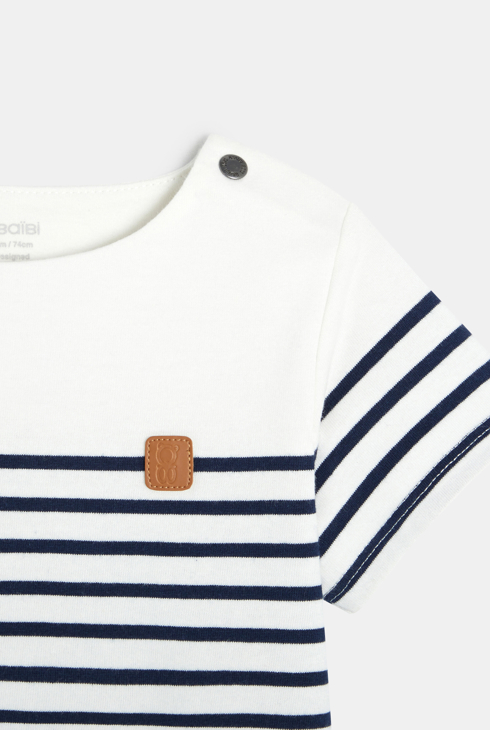 T-shirt marinière bleu bébé garçon 2