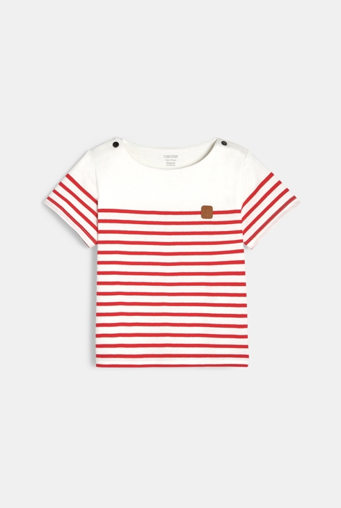 T-shirt marinière rouge bébé garçon 1