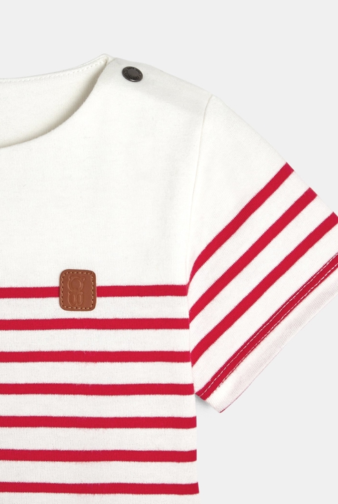 T-shirt marinière rouge bébé garçon 2
