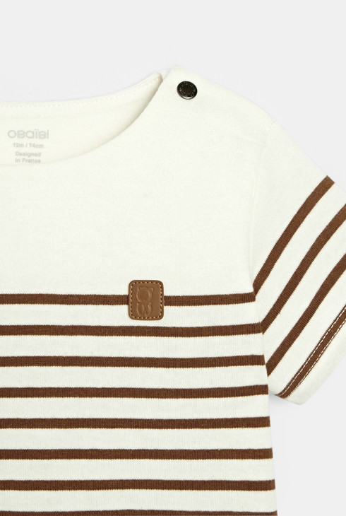 T-shirt marinière marron bébé garçon 2