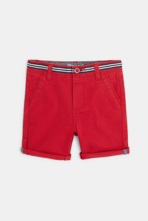 Short en piqué de coton rouge bébé garçon 2