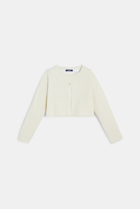 Girl's beige sequinned bolero cardigan 2