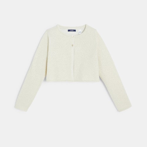 Gilet Boléro Pailleté Beige Fille - Beige - 8A - OKAIDI