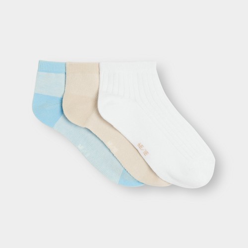 Socquettes Fantaisies (lot De 3) Beige Garçon - Bleu Céleste - 27/30 - OKAIDI