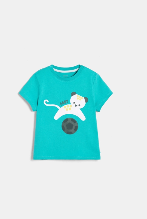 T-shirt à motif animalier vert bébé garçon 1