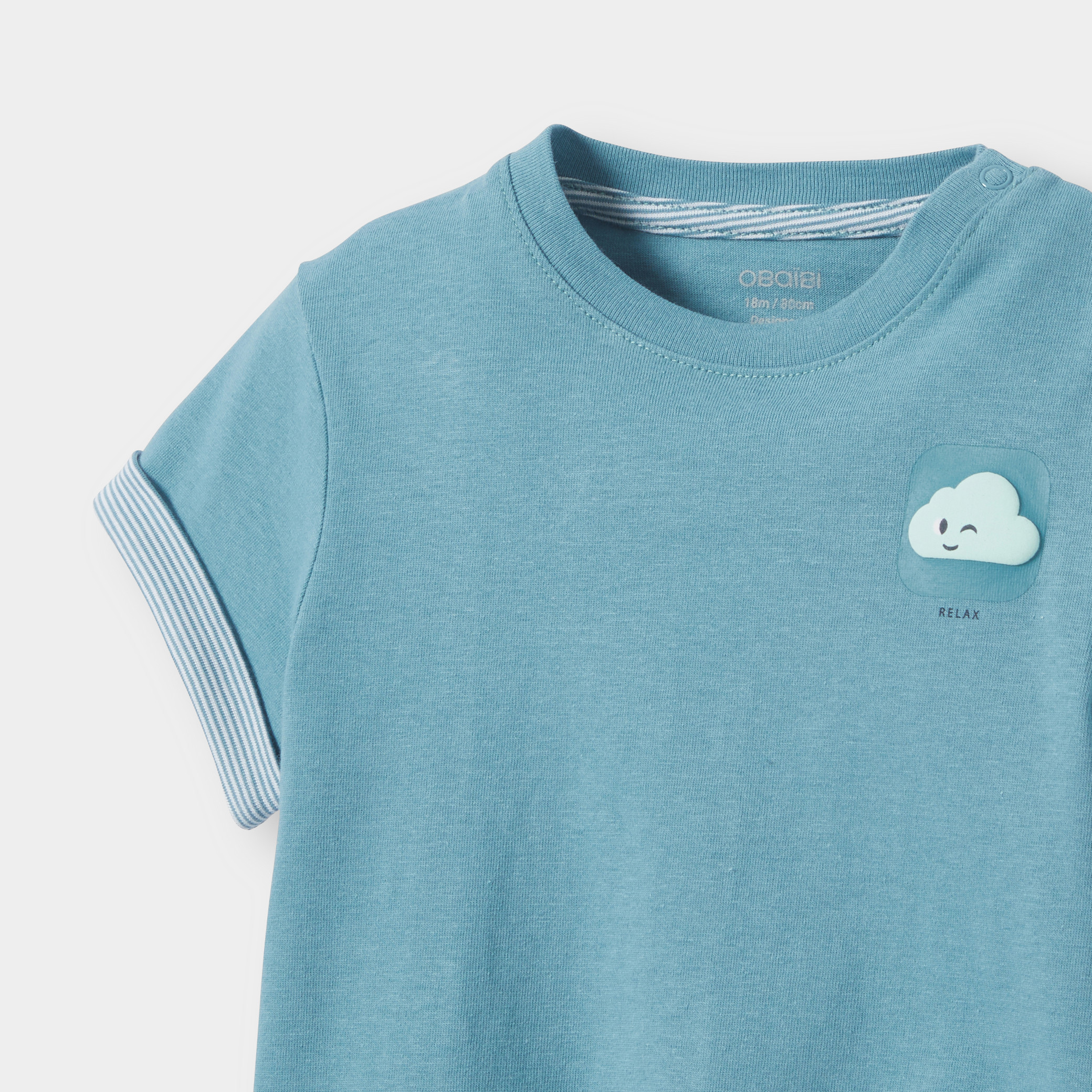 T-shirt jaune motif soleil bébé garçon - Bleu Mineral