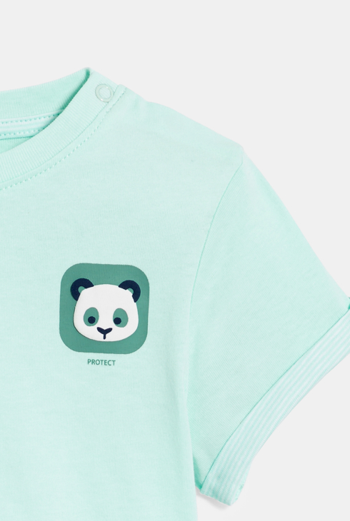 Blau-grünes Baby-T-Shirt mit Druck für Jungen