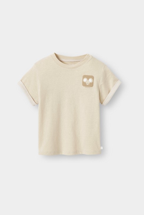 T-shirt beige imprimé souris garçon 1